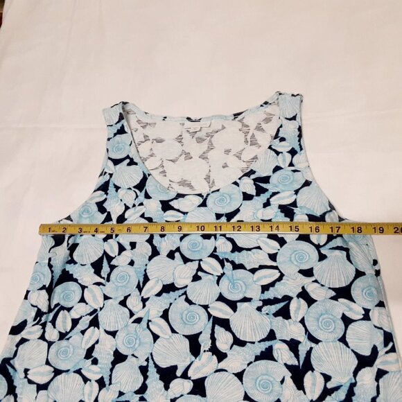 J. Jill Seashell Womens A-line Sleeveless Dress Size MP Blue Side Pockets - Picture 9 of 12
